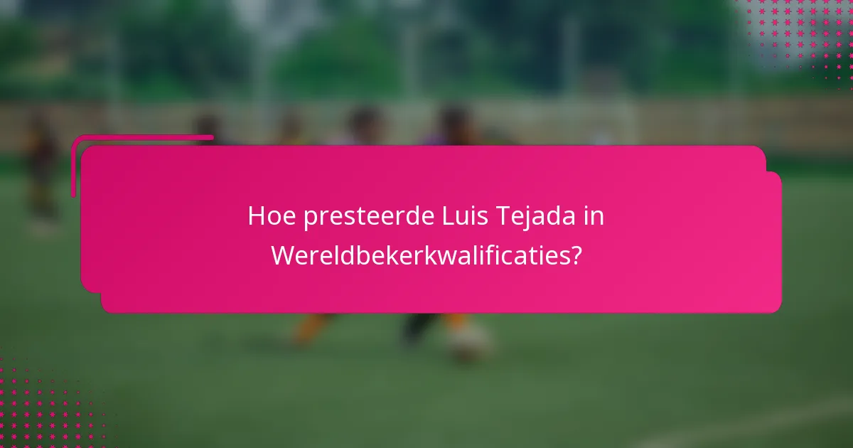 Hoe presteerde Luis Tejada in Wereldbekerkwalificaties?
