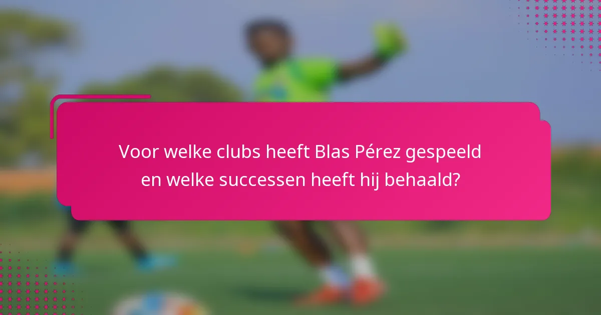 Voor welke clubs heeft Blas Pérez gespeeld en welke successen heeft hij behaald?